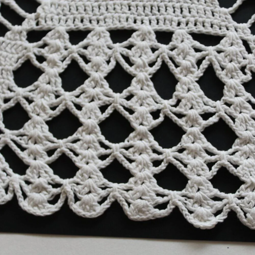 Handmade Crochet Square White Table Scarf Doily Cover